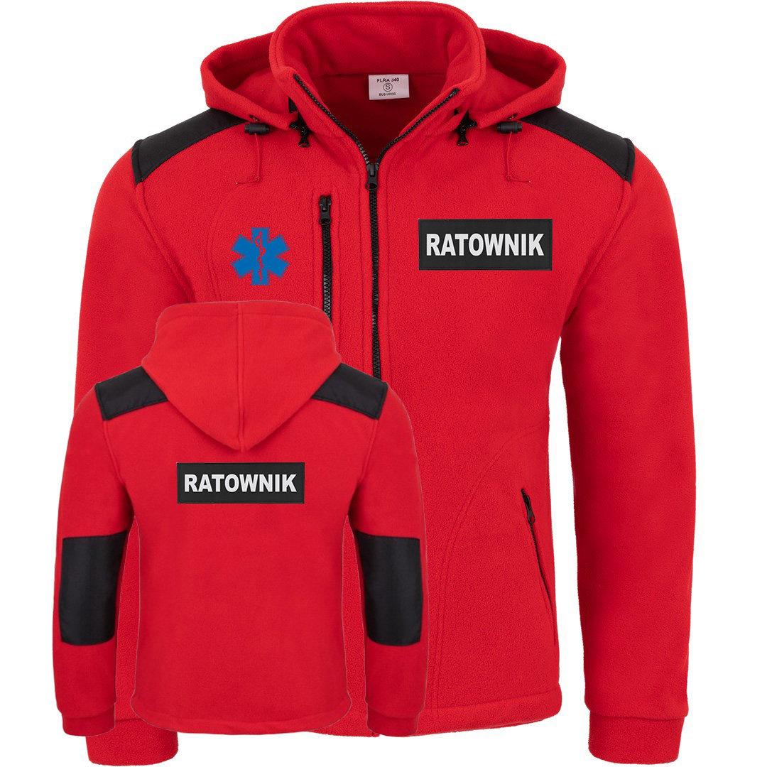Polar Gruby ciepły z kapturem FLRA 340 BUS HOOD z Twoim Logo Dla Ratowników Medycznych / Lekarzy / GOPR / TOPR / Personel Medyczny