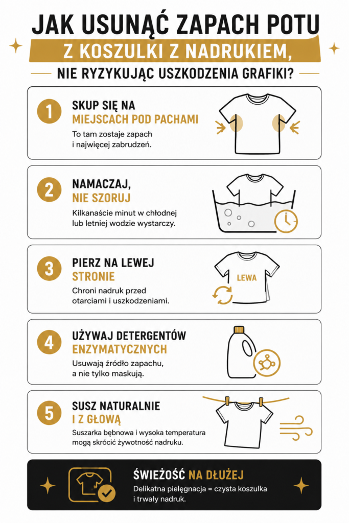 Jak usunąć zapach potu z koszulki z nadrukiem