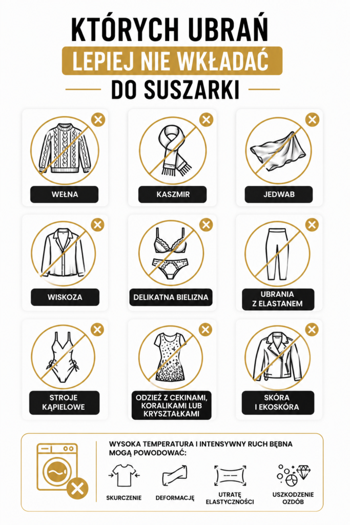Których ubrań lepiej nie wkładać do suszarki
